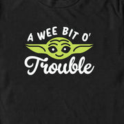 Men's Star Wars: The Mandalorian St. Patrick's Day Grogu A Wee Bit O' Trouble  Adult T-Shirt