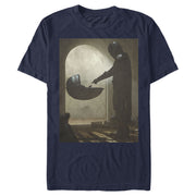 Men's Star Wars: The Mandalorian The Child and Bounty Hunter Portrait Scene  Adult T-Shirt