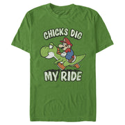 Men's Nintendo Mario Chicks Dig Ride  Adult T-Shirt