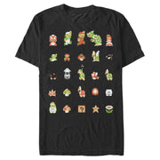 Men's Nintendo Super Mario Bros Pixel Cast  Adult T-Shirt