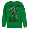 Men's Marvel St. Patrick's Day The Hulk Don't Push Your Luck  Adult Sweatshirt