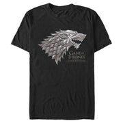 Men's Game of Thrones Iron Anniversary Stark Metal Direwolf Crest  Adult T-Shirt