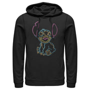 Men's Lilo & Stitch Bright Neon Outline  Adult Pull Over Hoodie