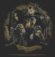 Men's The Lord of the Rings Fellowship of the Ring Distressed Character Circle  Adult T-Shirt