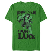 Men's Marvel St. Patrick's Day The Hulk Don't Push Your Luck  Adult T-Shirt