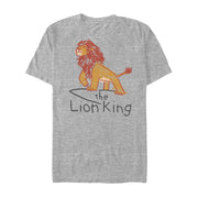 Men's Lion King Simba Cartoon Scrawl  Adult T-Shirt