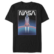 Men's NASA Distressed Retro Rocket Poster Style  Adult T-Shirt