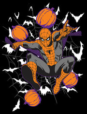 Men's Marvel Halloween Spider-Man Pumpkin Web  Adult T-Shirt