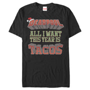 Men's Marvel Christmas Deadpool Wants Tacos  Adult T-Shirt