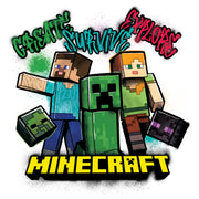 Men's Minecraft Create Survive Explore Alex and Steve  Adult T-Shirt