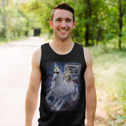 Men's Lost Gods Boombox Cat and Unicorn Space Song  Adult Tank Top