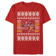 Men's Power Rangers Ugly Christmas Go Go Rangers  Adult T-Shirt