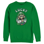 Men's Nintendo Super Mario St. Patrick's Day Lucky Luigi Retro  Adult Sweatshirt