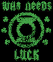 Men's Green Lantern St. Patrick's Day Who Needs Luck Distressed  Adult T-Shirt