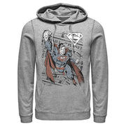 Men's Superman Daily Planet Newspaper  Adult Pull Over Hoodie