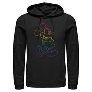 Men's Mickey & Friends Rainbow Mickey Mouse Outline  Adult Pull Over Hoodie