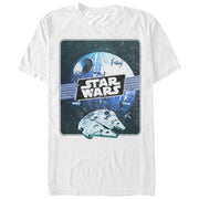 Men's Star Wars Death Star and Millennium Falcon  Adult T-Shirt