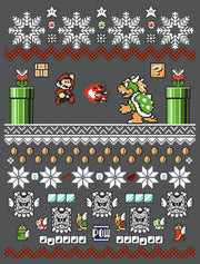 Men's Nintendo Ugly Christmas Mario and Bowser  Adult T-Shirt