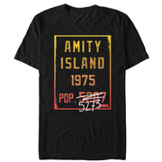 Men's Jaws Amity Island Population  Adult T-Shirt