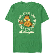 Men's Garfield St. Patrick's Day Who needs Luck when You have Lasagna  Adult T-Shirt