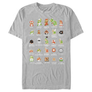 Men's Nintendo Super Mario Bros Character Guide  Adult T-Shirt