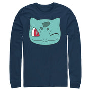 Men's Pokemon Bulbasaur Wink Face  Adult Long Sleeve Shirt