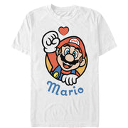 Men's Nintendo Mario Heart Portrait  Adult T-Shirt