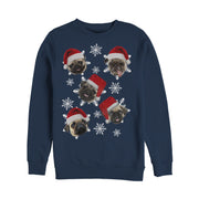 Men's Lost Gods Ugly Christmas Pug Snowflakes  Adult Sweatshirt