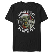 Men's Star Wars Christmas Yoda May the Force  Adult T-Shirt