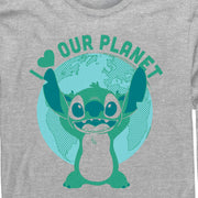 Men's Lilo & Stitch I Heart Our Planet  Adult Long Sleeve Shirt