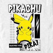 Men's Pokemon Black and White Electric Type Pikachu  Adult T-Shirt