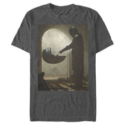 Men's Star Wars: The Mandalorian The Child and Bounty Hunter Portrait Scene  Adult T-Shirt