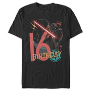 Men's Star Wars Darth Vader 16th Birthday Abstract Background  Adult T-Shirt