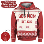 Personalized Dog Mom EST 2020 Ugly Christmas Hoodie