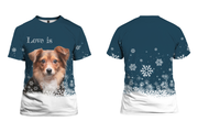 Love is My Dog Photo Upload Christmas T-shirt