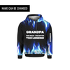 Personalized Gift For Grandpa Blue Flame Hoodie