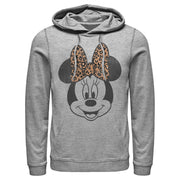 Men's Mickey & Friends Minnie Mouse Cheetah Print Bow  Adult Pull Over Hoodie