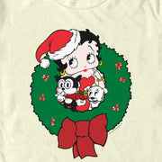 Men's Betty Boop Christmas Characters Wreath  Adult T-Shirt