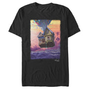 Men's Up Floating House Sunset  Adult T-Shirt