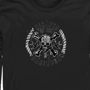 Men's Pirates of the Caribbean: Curse of the Black Pearl Black and White Rope Skull Logo  Adult Long Sleeve Shirt