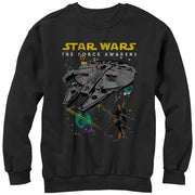 Men's Star Wars The Force Awakens Millennium Falcon and X-Wing  Adult Sweatshirt