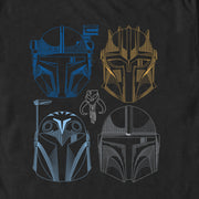 Men's Star Wars: The Mandalorian Line Art Helmets  Adult T-Shirt