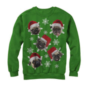 Women's Lost Gods Ugly Christmas Pug Snowflakes  Adult Sweatshirt