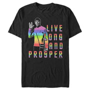 Men's Star Trek Groovy Rainbow Spock Live Long and Prosper  Adult T-Shirt