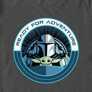 Men's Star Wars: The Mandalorian Ready for Adventure Grogu and Mando Badge  Adult T-Shirt