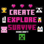 Men's Minecraft Create Explore Survive Animals  Adult T-Shirt