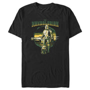 Men's Star Wars: The Mandalorian Green Retro Poster  Adult T-Shirt