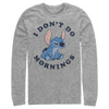 Men's Lilo & Stitch I Don't Do Mornings Light Blue  Adult Long Sleeve Shirt