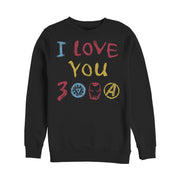 Men's Marvel Love You 3000 Crayon Print  Adult Sweatshirt