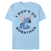 Men's Lilo & Stitch I Don't Do Mornings Light Blue  Adult T-Shirt